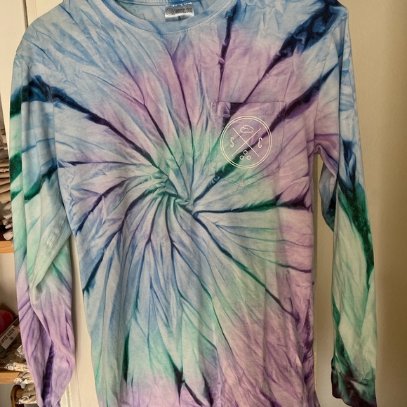 Blue and Purple Tie-Dye Long Sleeve Tee - Picture 1 of 2